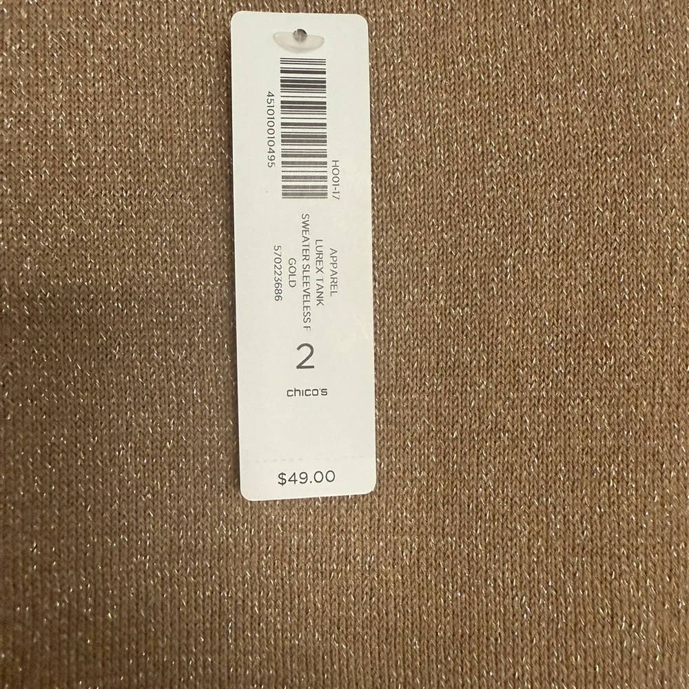 CHICO’S Gold Lurex Sweater Tank - NEW w/ Tags - Size 2 (Large) - Picture 6 of 9